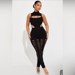Fashion Nova distressed jumpsuit